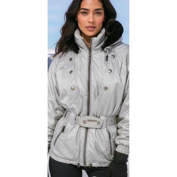 Obermeyer Vintage Ski Jacket Thermolite Iridescent Faux Fur Removable Hood 12 - Picture 1 of 16